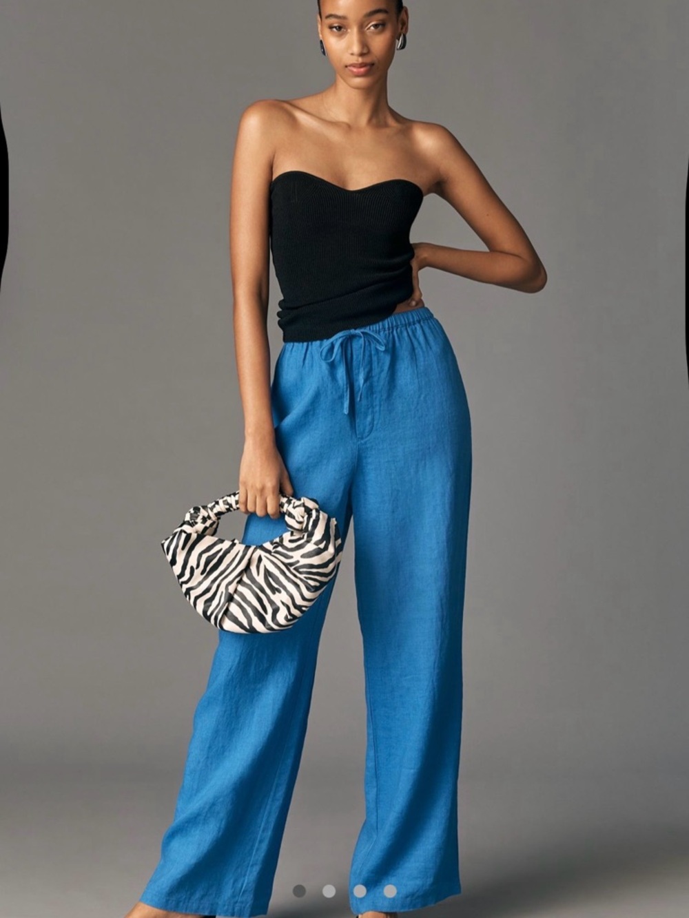Anthropologie Maeve Wide-Leg Line Drawstring Pants in Blue